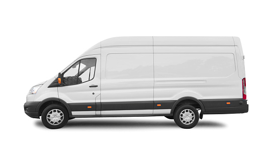 Side view of white van for branding with clipping path