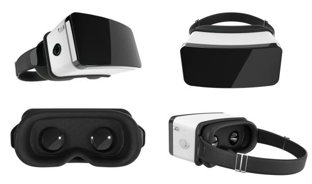 istock Set of Black and White VR Virtual Reality Headset Isolated on White Background 3D Illustration 1155668368