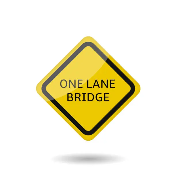 Vector illustration of One lane bridge sign vector