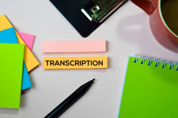 istock Transcription text on sticky notes with office desk concept 1155670293