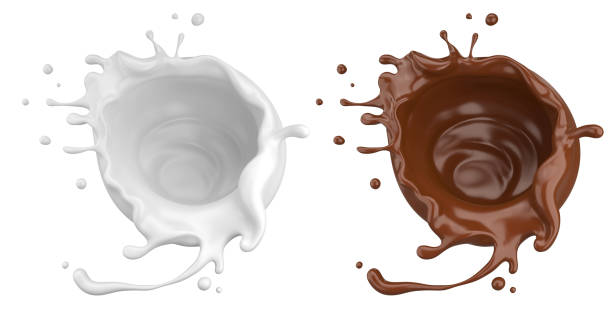 istock chocolate sauce and Milk cream splash. 1155670972