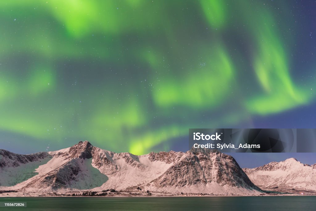 Northern lights, Senja Norway Astronomy Stock Photo