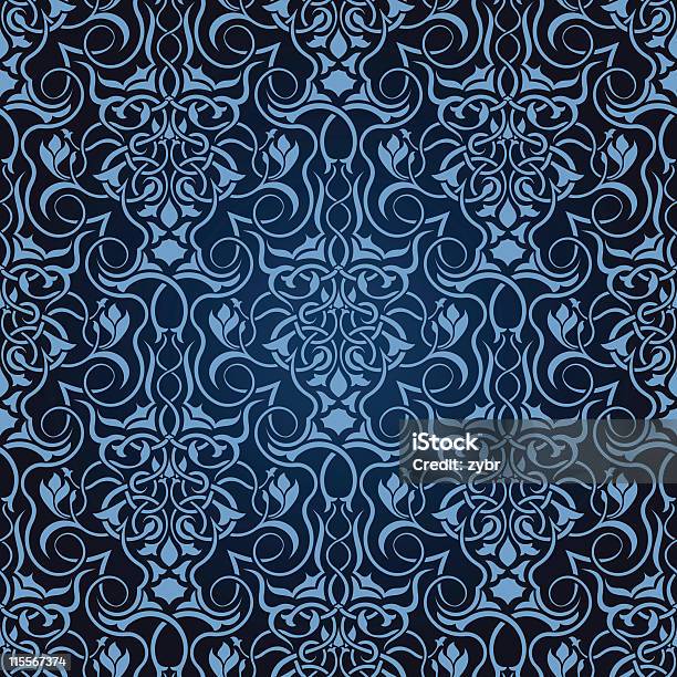 Azul Sem Costura Papel De Parede - Arte vetorial de stock e mais imagens de Azul - Azul, Continuidade, Elegância