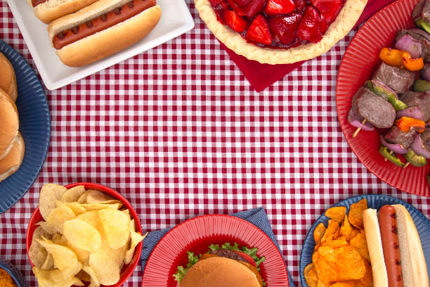 istock A Background of a Table Set for an American BBQ with Red White and Blue 1155675304