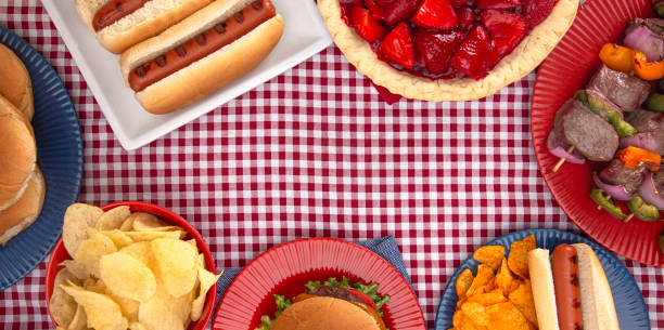 istock A Background of a Table Set for an American BBQ with Red White and Blue 1155675310