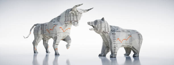 borsa e borsa bull e bear-concept - stock market animals foto e immagini stock