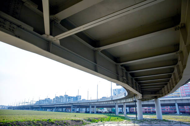 istock architecture of a modern automobile bridge, geometry of lines 1155678807