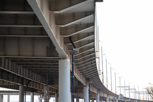 istock architecture of a modern automobile bridge, geometry of lines 1155678823