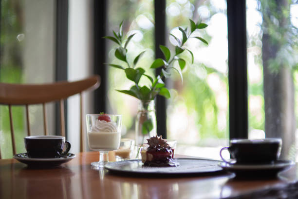 istock Bakery and cake with Espresso black coffee on the table. 1155681623