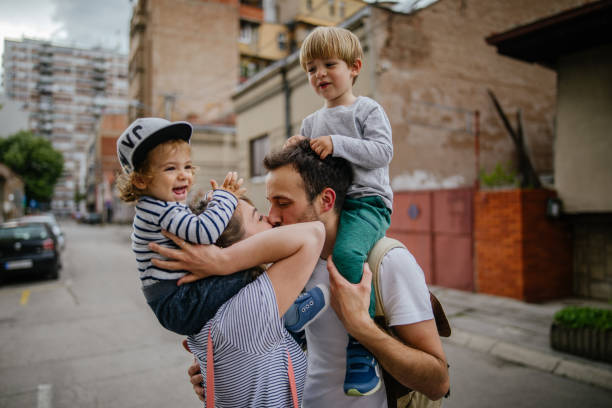Happy family in a walk