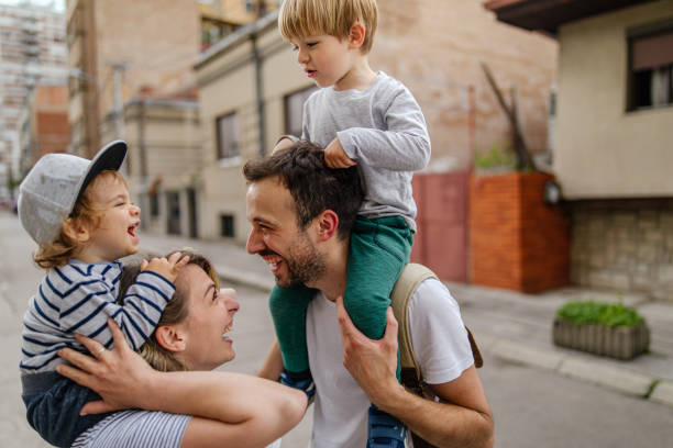 istock Happy family in a walk 1155687194