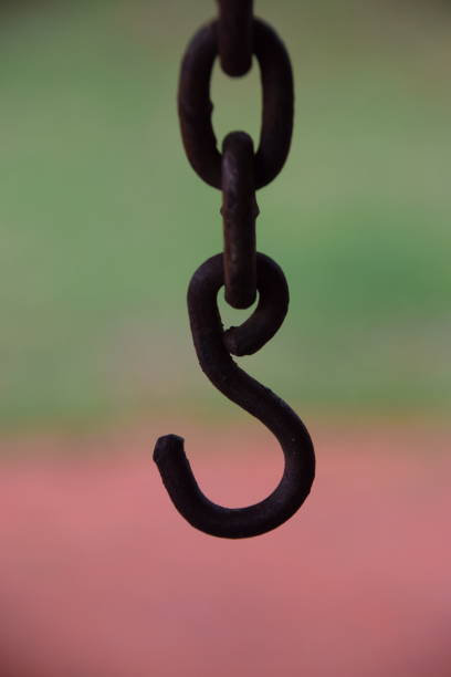 Hook and chain detail closeup metal object