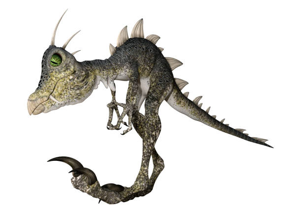 istock 3D illustration fantasy reptile dinosaur on white 1155695488