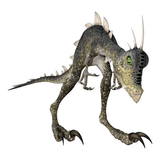 istock 3D illustration fantasy reptile dinosaur on white 1155695506
