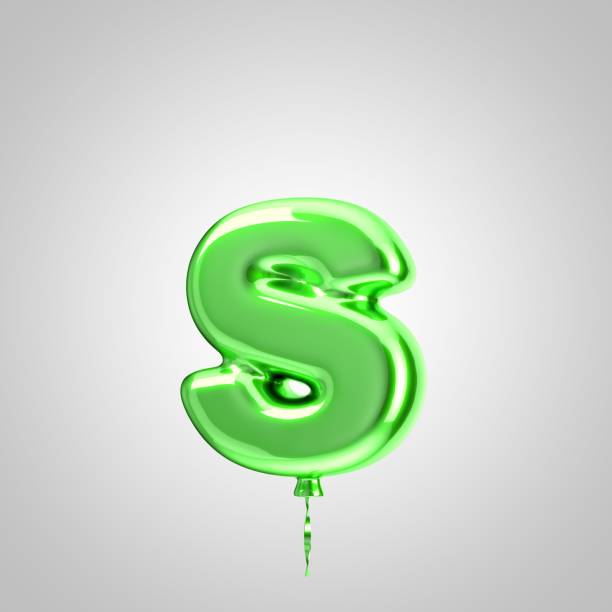 istock Shiny metallic green balloon letter S lowercase isolated on white background 1155697937