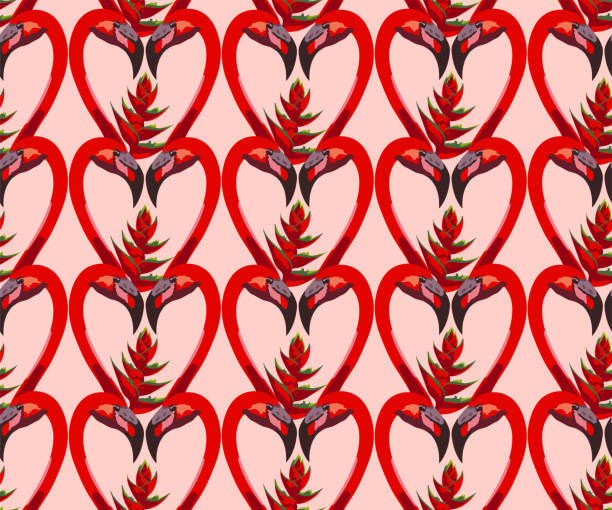 istock Vector tropical flowers and flamingo pattern. Wallpaper or fabric design vector illustration 1155698212