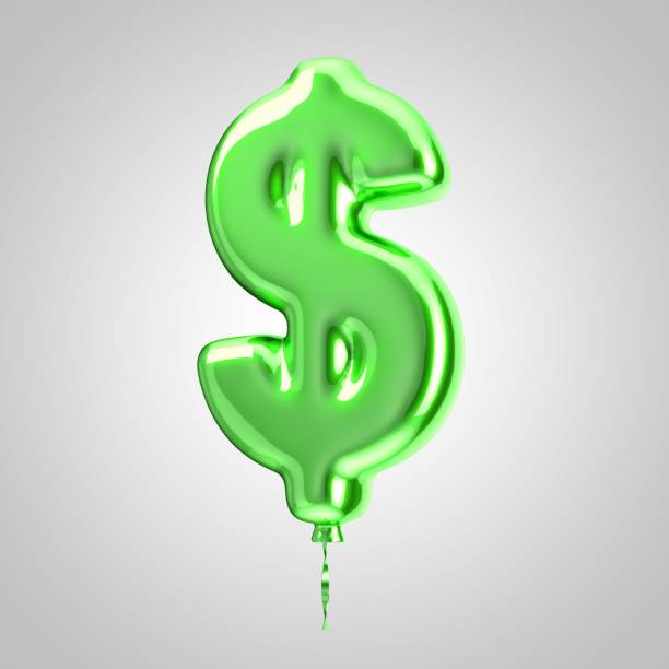 istock Shiny metallic green balloon dollar symbol isolated on white background 1155698652