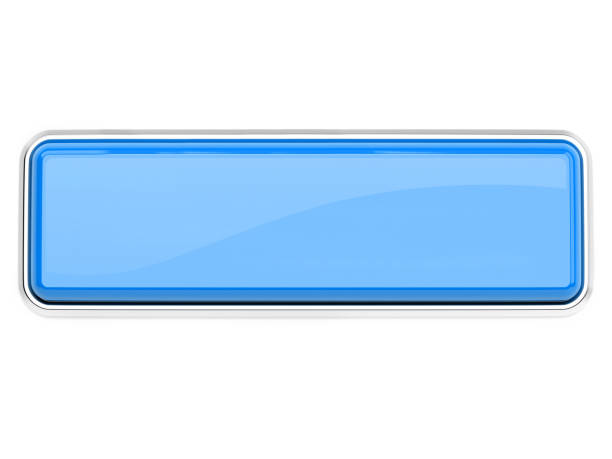 кнопка "голубое стекло". квадратная кнопка нажатия с металлической рамой. 3d визуализация иллюстрации изолирована - blue button стоковые фото и изображения