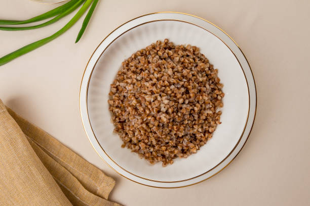 istock Boiled buckwheat in a plate 1155702715