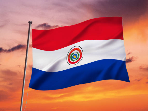 istock paraguay flag fluttering in the wind,3D illustration 1155704145