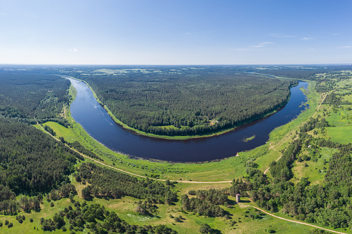 River Daugava in Latgale, view from high above