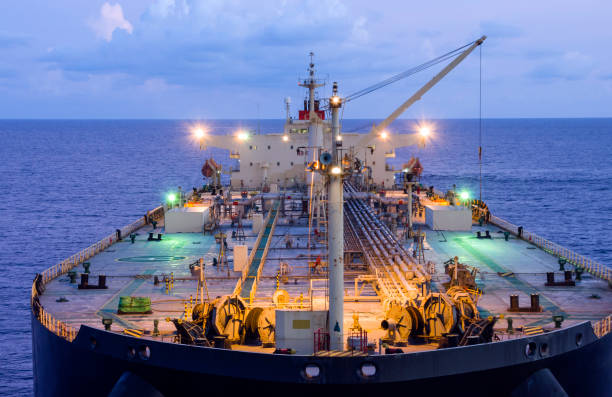 istock Oil tanker deck with pipeline. 1155718593