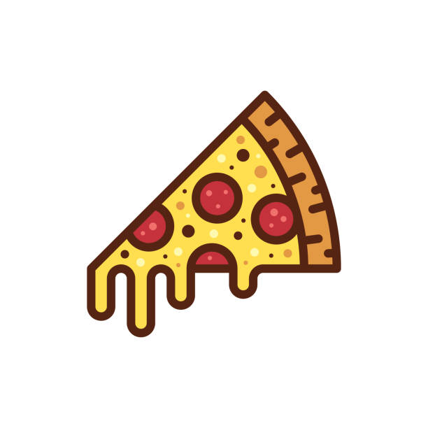 Pizza Slice Icon Vector line illustration. Vector EPS 10, HD JPEG 4000 x 4000 px pics for pizza pizza logo stock illustrations