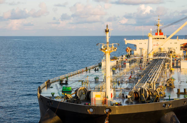 istock Oil tanker deck with pipeline. 1155719735
