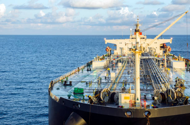 istock Oil tanker deck with pipeline. 1155720910