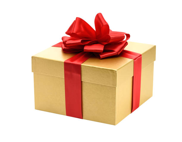 istock Golden gift box isolated on a white background 1155721489