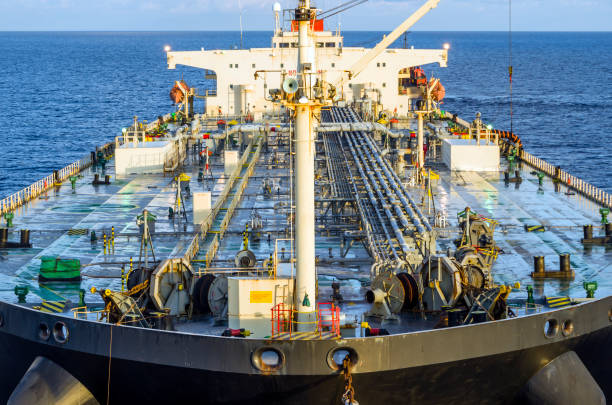 istock Oil tanker deck with pipeline. 1155721526