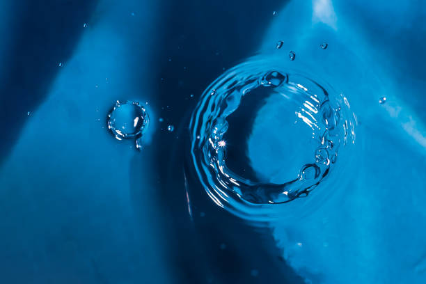 istock Water splash close-up. Drop of water. Blue water drop. Falling water 1155729115