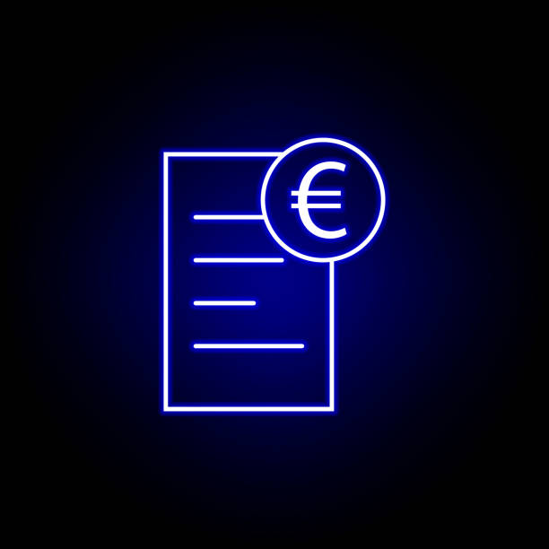 ikona euro w neonowym stylu. element ilustracji finansowej. ikona znaków i symboli może być używana do stron internetowych, logo, aplikacji mobilnej, interfejsu użytkownika, ux - bank symbol computer icon european union euro note stock illustrations