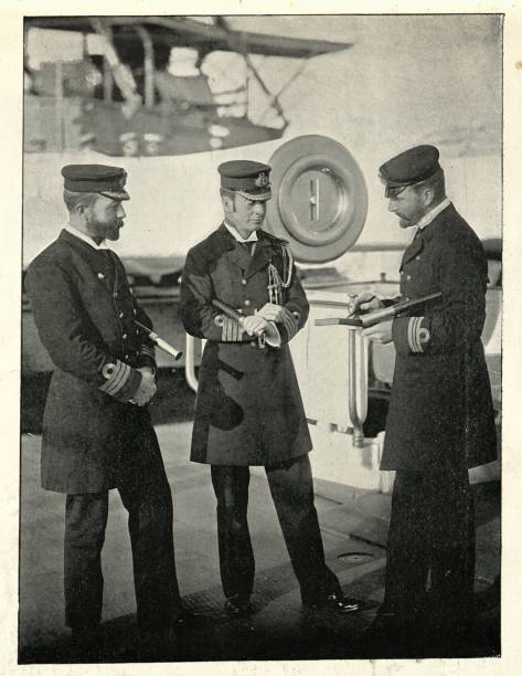 istock Royal navy officers on HMS Royal Sovereign, 1896 1155733084