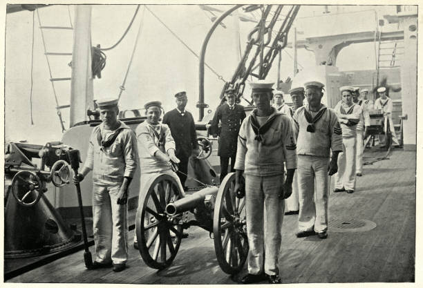 istock Royal Navy Sailors, Light gun drill on HMS Camperdown, 1895 1155733177