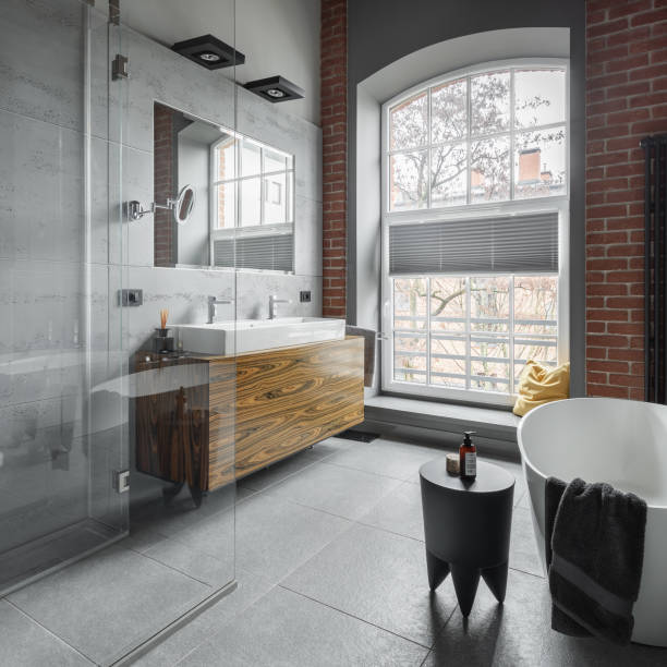 istock Bathroom with shower and bathtub 1155734556