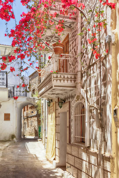 istock Alley in Pyrgi, Chios Island, Greece 1155738687