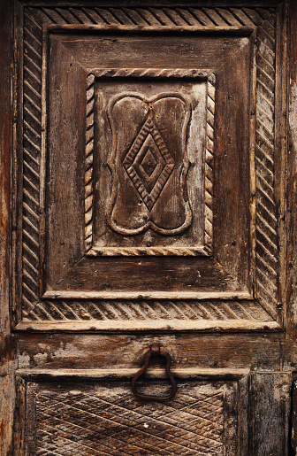 Ornate doorway and facade of the church of San Gregorio, Venice, Italy