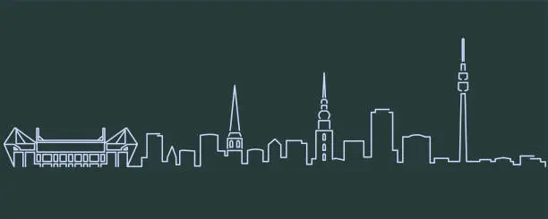 Vector illustration of Dortmund Single Line Skyline Profile