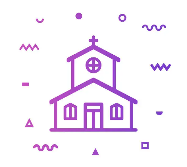 Vector illustration of Church Line Style Icon Design