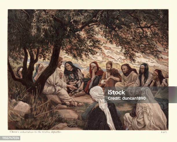 Jesus Christs Exhortation To The Twelve Apostles Stock Illustration - Download Image Now - Jesus Christ, Apostle - Worshipper, Teaching