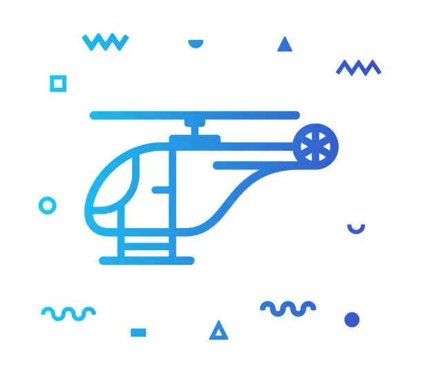 Vector illustration of Helicopter Line Style Icon Design