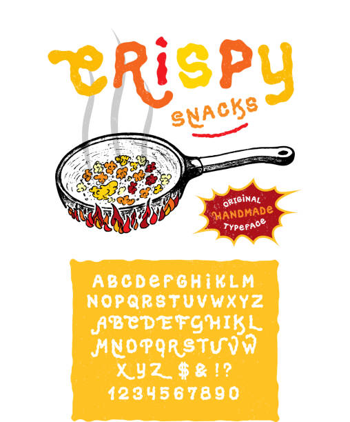 illustrations, cliparts, dessins animés et icônes de snacks de font crispy - croustillant
