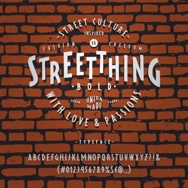 Vector illustration of Font STREETTHING bold.