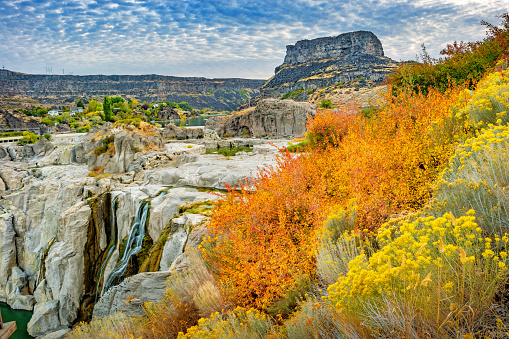 Stock photograph of Shoshone Falls in Twin Falls Idaho USA on an autumn morning.