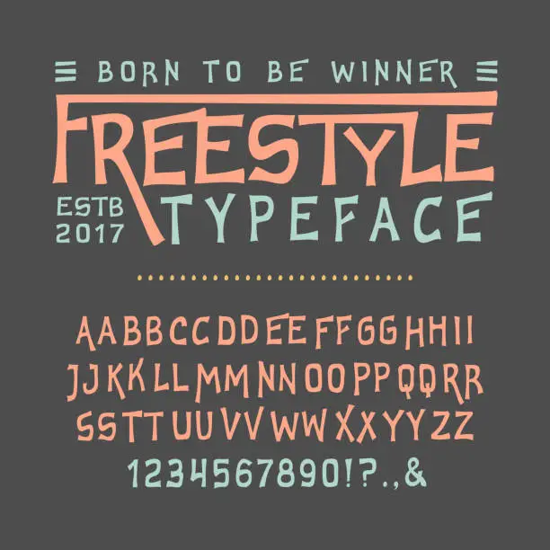 Vector illustration of Font FREESTYLE. Craft