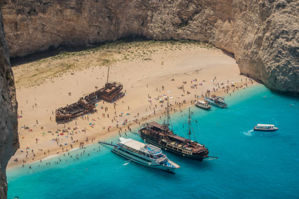 istock Navagio beach wreck close up 1155750437