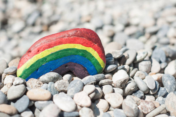 istock rainbow painting on stone pebble on pebble beach 1155756831