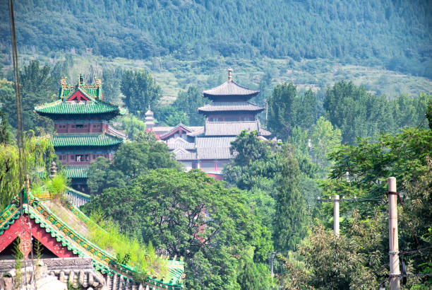 shaolin temple henan province china landscape The exterior of the shifang and shaolin temples in Dengfeng City located in Henan Province China on a sunny day. shaolin monastery stock pictures, royalty-free photos & images