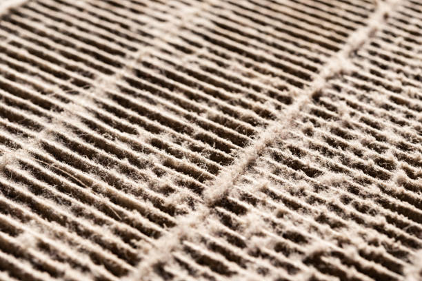 angle view dirty air filter close up stock photo